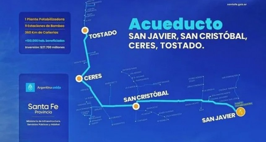 Ya se adjudicó la obra del Acueducto San Javier - Tostado