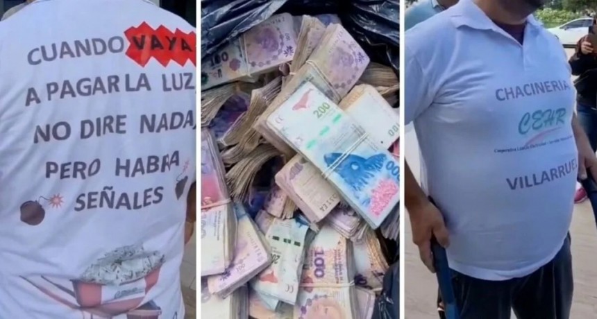 Video: fue a pagar $ 840 mil de la boleta de la luz con una original remera y 