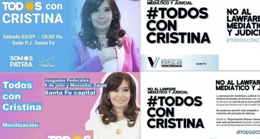 Circulan convocatorias para marchar a favor de Cristina Fernández en la ciudad de Santa Fe