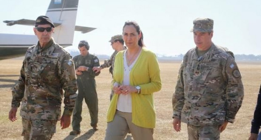 La ministra de Ambiente y el Jefe de las Fuerzas Armadas sobrevolaron la zona de incendios en el Delta