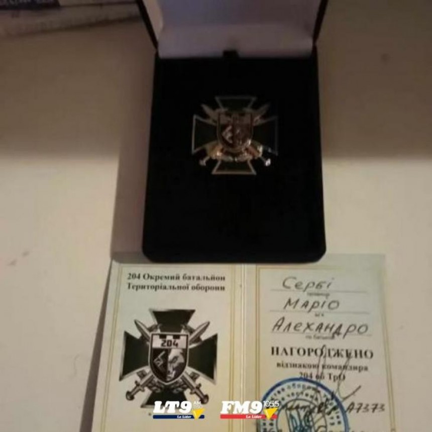 Un soldado voluntario de San Justo fue reconocido por el ejército de Ucrania