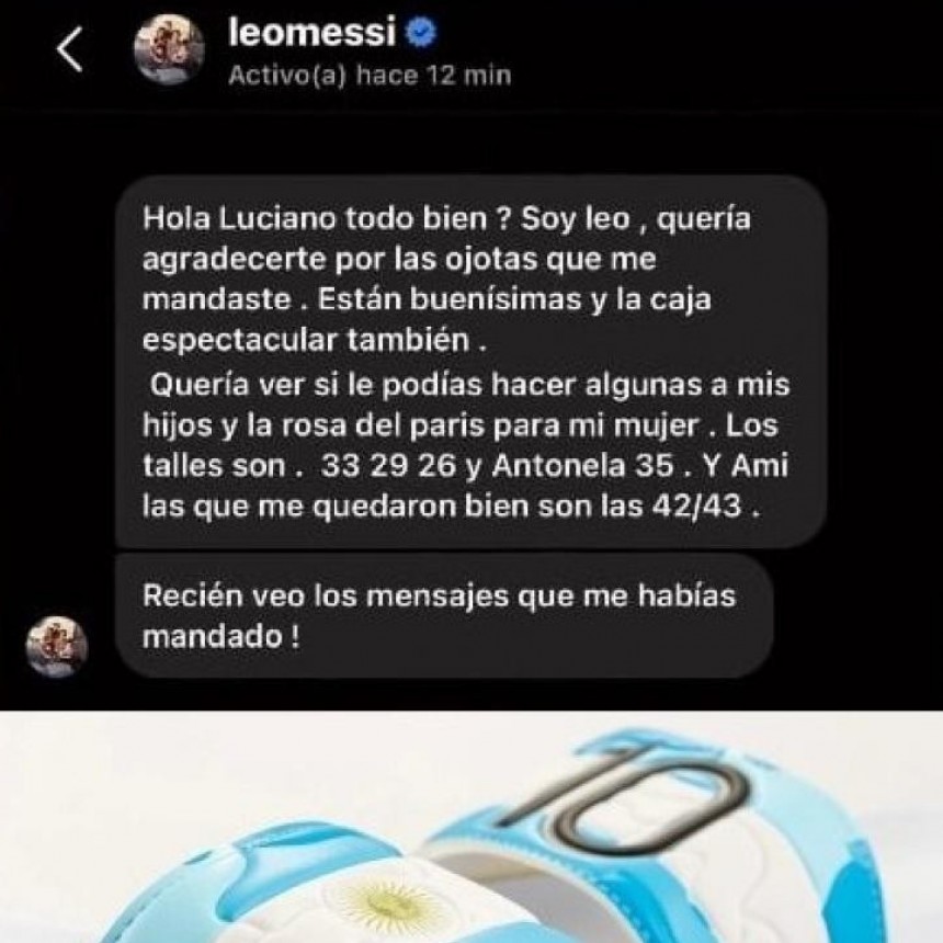 El mensaje de Instagram de Messi a un emprendimiento que se volvió viral: 